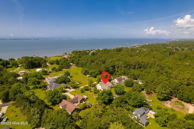 116 Spencer Ln, Newport, NC 28570 - aerial view of residential area with a large body of water and a heavily wooded area