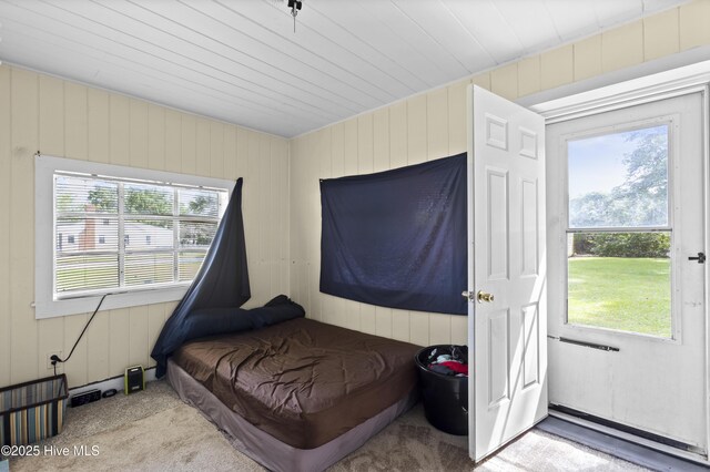 307 Preston Rd Unit A & B, Jacksonville, NC 28540 - carpeted bedroom featuring multiple windows and wooden walls