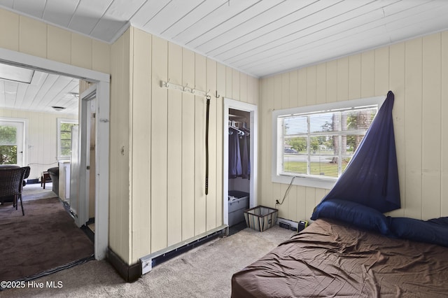 307 Preston Rd Unit A & B, Jacksonville, NC 28540 - carpeted bedroom featuring wood walls and a closet