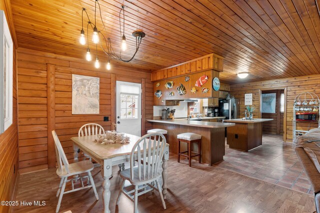 103 NE 17th St, Oak Island, NC 28465 - dining space featuring wood walls and wood ceiling