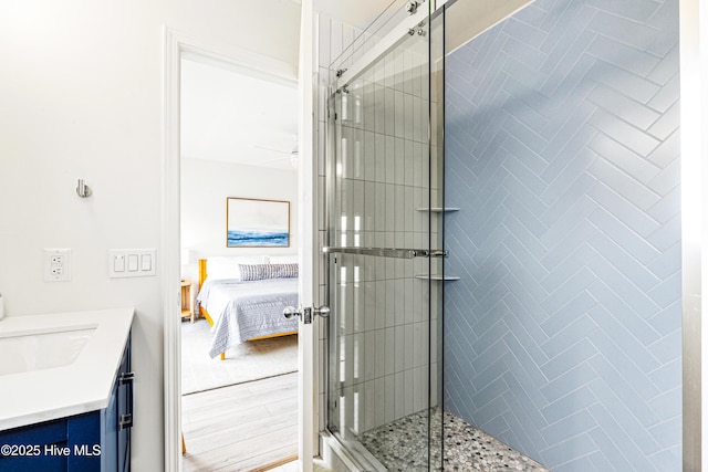 271 E Second St, Ocean Isle Beach, NC 28469 - ensuite bathroom featuring vanity and a stall shower