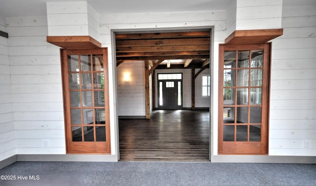 9265 W Lake Rd, Calabash, NC 28467 - foyer featuring wooden walls and carpet