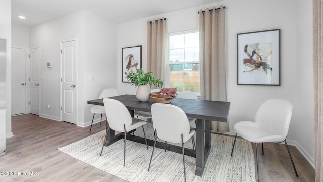 2031 Minnette Cir, New Bern, NC 28562 - dining area featuring wood finished floors, baseboards, and recessed lighting