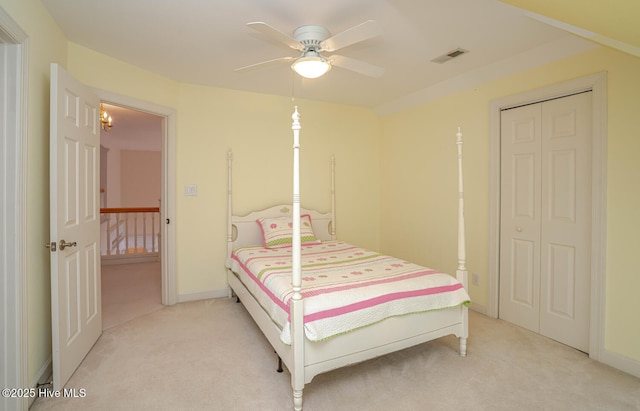 3399 Channelside Dr SW, Supply, NC 28462 - bedroom featuring light carpet, a closet, ceiling fan, and baseboards