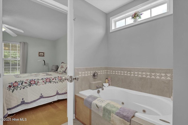 111 Bay Tree Cir, Hampstead, NC 28443 - ensuite bathroom featuring a whirlpool tub and a ceiling fan
