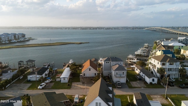 241 Moonlight Dr, Atlantic Beach, NC 28512 - aerial view of residential area with a nearby body of water and a notable bridge