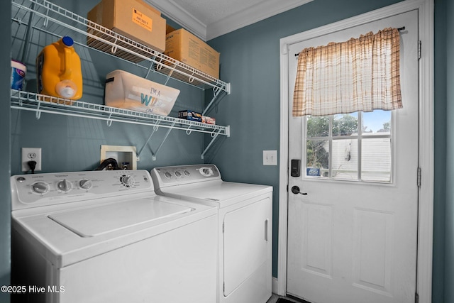 710 Ridgecrest Ln, Rocky Point, NC 28457 - laundry area featuring separate washer and dryer and ornamental molding