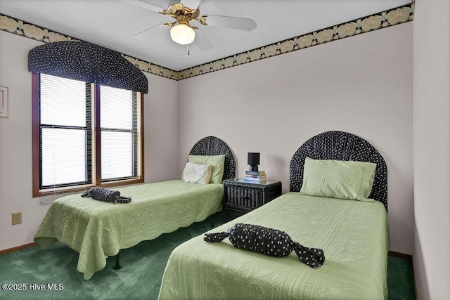 308 N Shore Dr E, Sunset Beach, NC 28468 - bedroom with multiple windows, carpet flooring, baseboards, and a ceiling fan