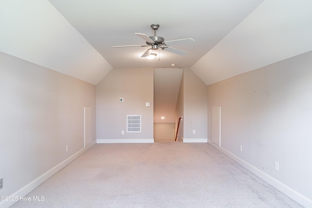 600 Booth Pond Rd, Raeford, NC 28376 - bonus room featuring a ceiling fan, vaulted ceiling, carpet, and baseboards