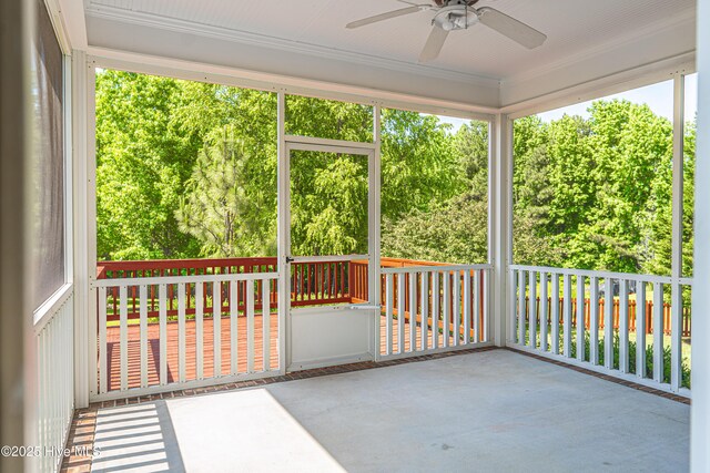 600 Booth Pond Rd, Raeford, NC 28376 - unfurnished sunroom featuring ceiling fan and healthy amount of natural light