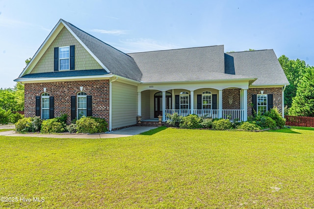 600 Booth Pond Rd, Raeford, NC 28376 - view of front of house featuring a porch, brick siding, and a shingled roof