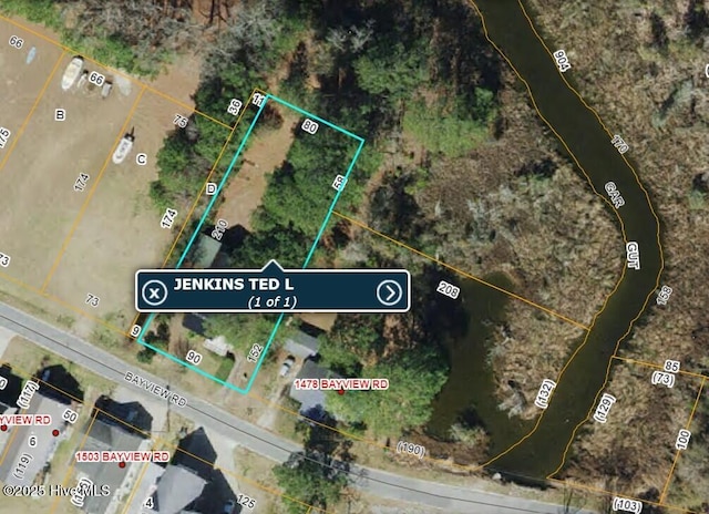 1498 Bayview Rd, Bath, NC 27808 - aerial map of property and surrounding area with property boundaries highlighted