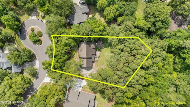 6304 Wolfhead Ct, Wilmington, NC 28411 - aerial perspective of suburban area with property parcel outlined