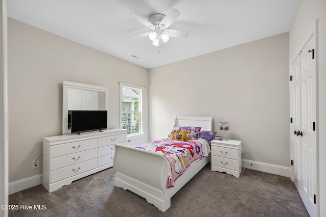 14 Allbrook Way, Hampstead, NC 28443 - bedroom with carpet floors, baseboards, a closet, and ceiling fan