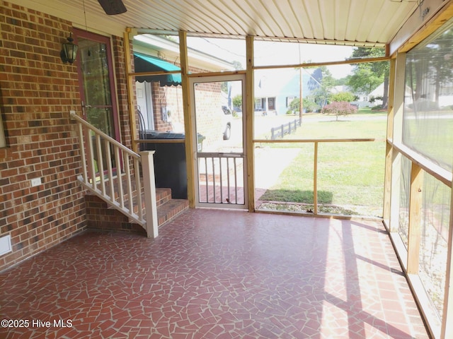 3902 Little John Dr N, Wilson, NC 27896 - unfurnished sunroom with ceiling fan