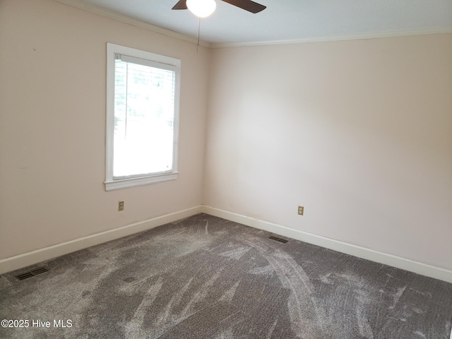 3902 Little John Dr N, Wilson, NC 27896 - carpeted empty room featuring crown molding, baseboards, and a ceiling fan