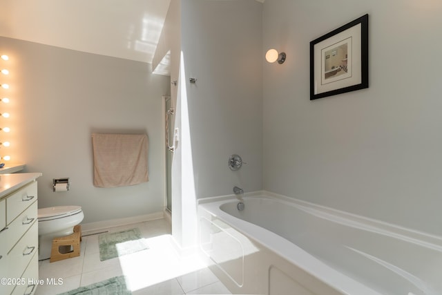 185 Ponte Vedra Dr, Pinehurst, NC 28374 - full bath featuring vanity, a garden tub, tile patterned floors, and a shower