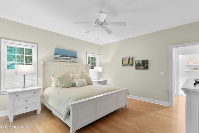 1012 Creekside Ln, Wilmington, NC 28411 - bedroom featuring light wood-type flooring, baseboards, and a ceiling fan
