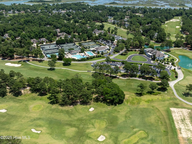1012 Creekside Ln, Wilmington, NC 28411 - aerial view of property and surrounding area featuring a nearby body of water, a local golf course, and a tree filled landscape