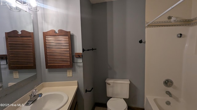 134 Mallards Cv, Vass, NC 28394 - full bathroom featuring vanity, shower / tub combination, toilet, and a chandelier