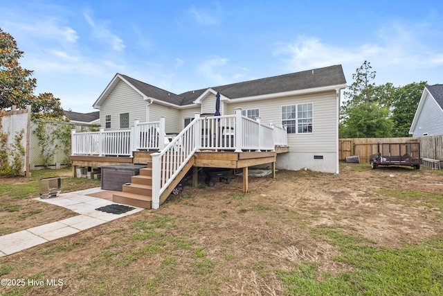 600 Pearson Cir, Newport, NC 28570 - back of house with crawl space, a deck, and stairway