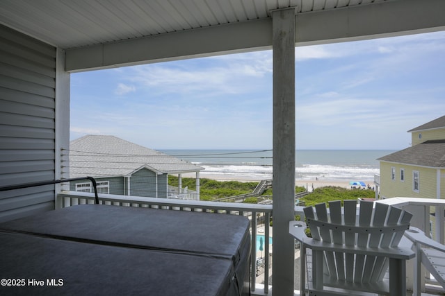 876 Villas Dr, North Topsail Beach, NC 28460 - balcony featuring view of water and beach