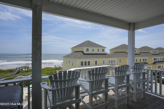 876 Villas Dr, North Topsail Beach, NC 28460 - wooden deck with view of water and beach