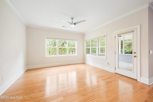 103 Schever Rd, West End, NC 27376 - empty room featuring ceiling fan, wood finished floors, ornamental molding, and baseboards