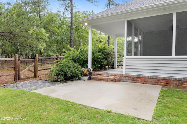 103 Schever Rd, West End, NC 27376 - view of patio / terrace featuring a sunroom