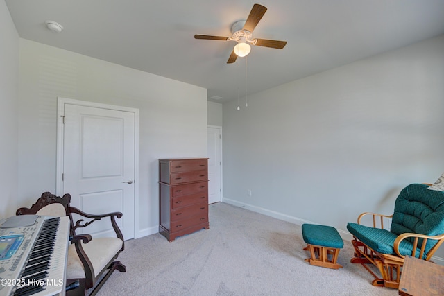 1337 Fence Post Ln, Carolina Shores, NC 28467 - office area featuring ceiling fan, light colored carpet, and baseboards