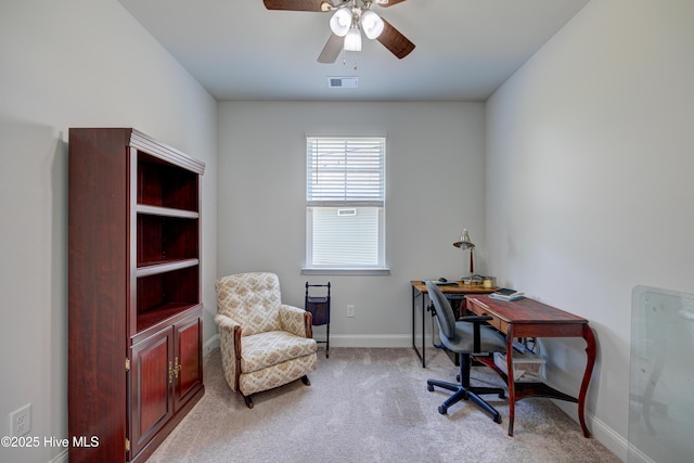 1337 Fence Post Ln, Carolina Shores, NC 28467 - office space with light colored carpet, a ceiling fan, and baseboards