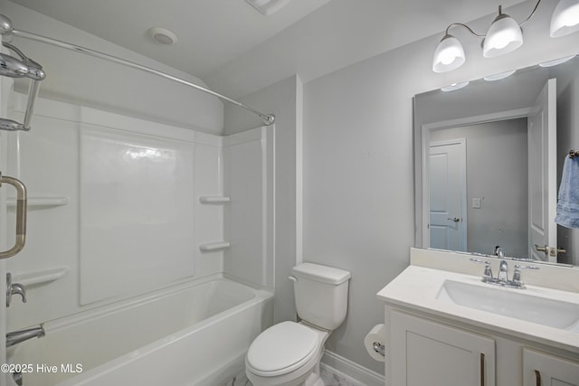 1337 Fence Post Ln, Carolina Shores, NC 28467 - full bath featuring toilet, washtub / shower combination, vanity, and baseboards