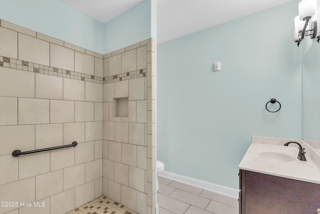 1120 Beasley Rd, Wilmington, NC 28409 - full bathroom featuring vanity, tiled shower, and tile patterned flooring