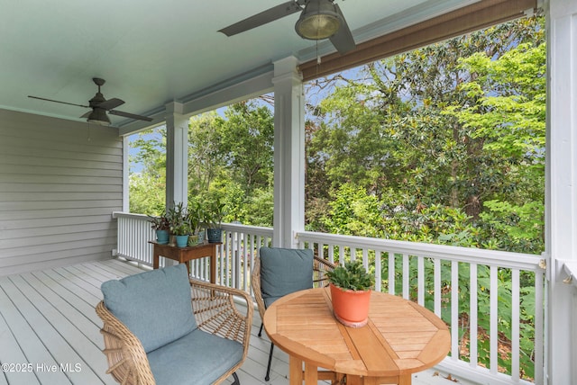 505 Rivage Promenade, Wilmington, NC 28412 - wooden deck with a ceiling fan