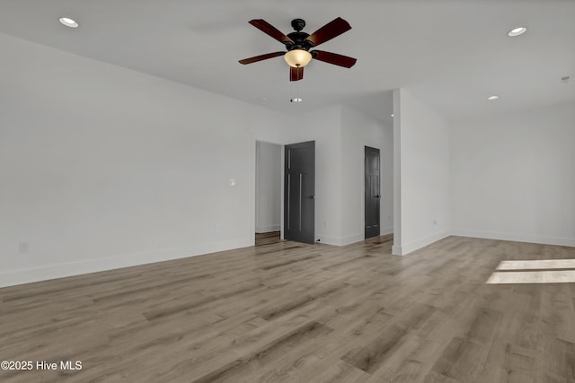 232 Shell Dr, Sneads Ferry, NC 28460 - spare room featuring ceiling fan, light wood finished floors, recessed lighting, and baseboards