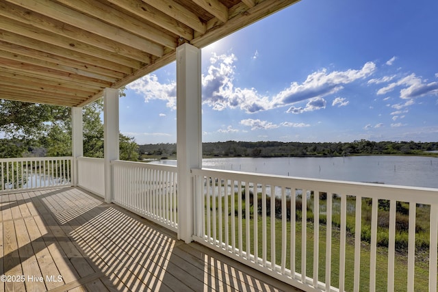 232 Shell Dr, Sneads Ferry, NC 28460 - wooden deck featuring a water view