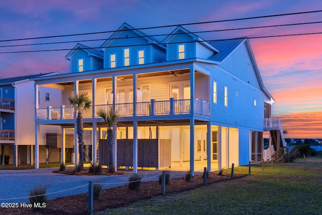 1753 New River Inlet Rd, North Topsail Beach, NC 28460 - view of back of property at dusk