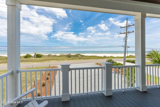 1753 New River Inlet Rd, North Topsail Beach, NC 28460 - wooden terrace with view of water and beach