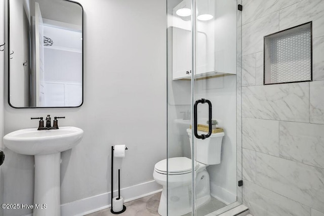 1753 New River Inlet Rd, North Topsail Beach, NC 28460 - full bath with toilet, a shower stall, baseboards, and a sink