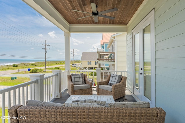 1753 New River Inlet Rd, North Topsail Beach, NC 28460 - balcony featuring ceiling fan