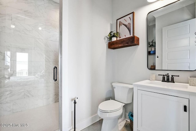 1753 New River Inlet Rd, North Topsail Beach, NC 28460 - full bath featuring a stall shower, toilet, vanity, and baseboards