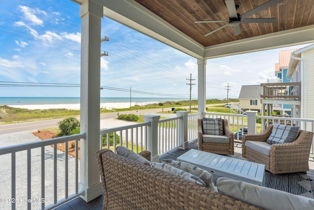 1753 New River Inlet Rd, North Topsail Beach, NC 28460 - balcony featuring a ceiling fan and a water view