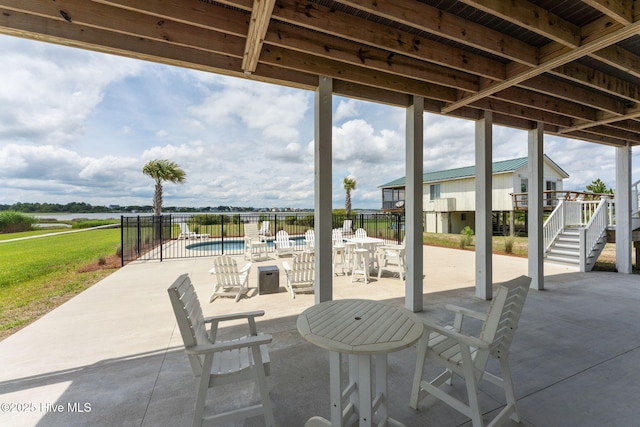 1753 New River Inlet Rd, North Topsail Beach, NC 28460 - view of patio / terrace with a water view