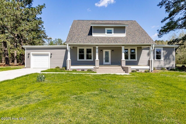 785 Daniels Rd, Corapeake, NC 27926 - view of front facade with an attached garage, concrete driveway, a front lawn, and covered porch