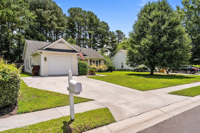 7100 Farrington Farms Dr, Wilmington, NC 28411 - single story home featuring driveway, a front lawn, a garage, and roof with shingles