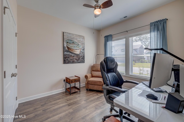 14 Thrush Trl, Hampstead, NC 28443 - office featuring wood finished floors, ceiling fan, and baseboards