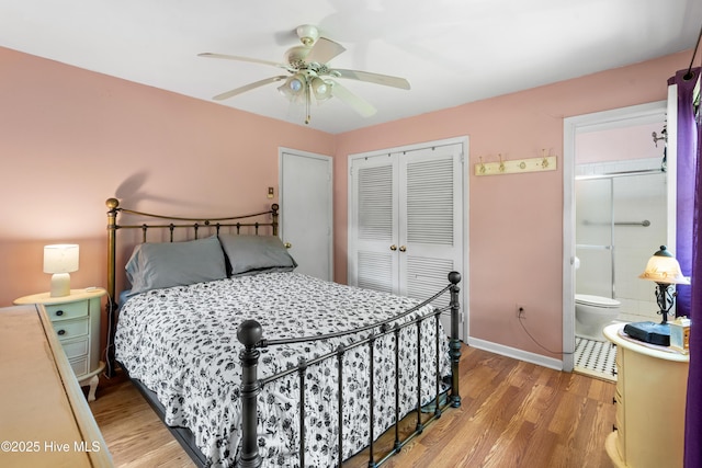 525 Mohican Trl, Wilmington, NC 28409 - bedroom with wood finished floors, a closet, a ceiling fan, and baseboards