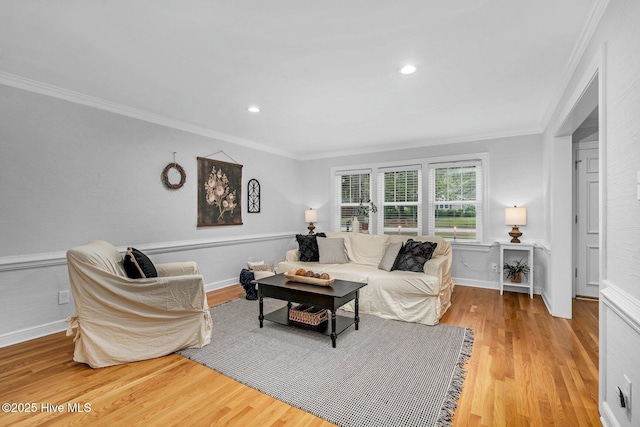 3504 Sheffield Dr, Rocky Mount, NC 27803 - living room with wood finished floors, crown molding, baseboards, and recessed lighting