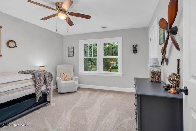 3504 Sheffield Dr, Rocky Mount, NC 27803 - living area with baseboards, light carpet, and ceiling fan