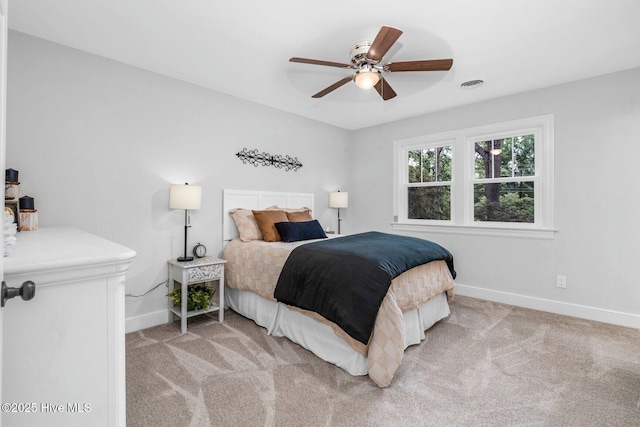 3504 Sheffield Dr, Rocky Mount, NC 27803 - bedroom featuring baseboards, light colored carpet, and ceiling fan